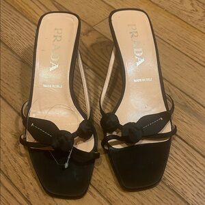 Prada Black Mules with Bow Detail (original $1,290)